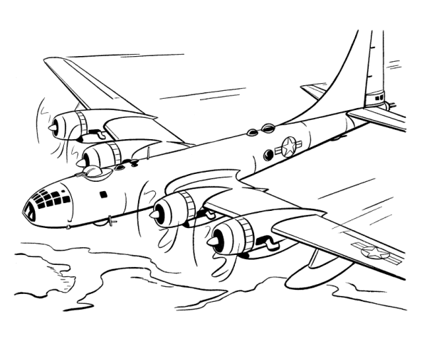 Boeing B-29 Superfortress coloring page